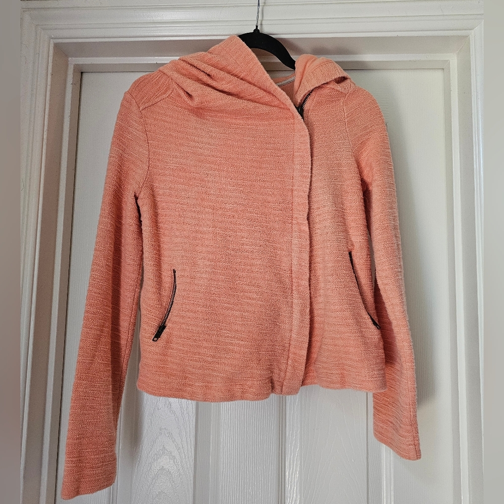 Saturday Sunday Anthropologie asymmetrical full zip hoodie jacket PEACH Size XS